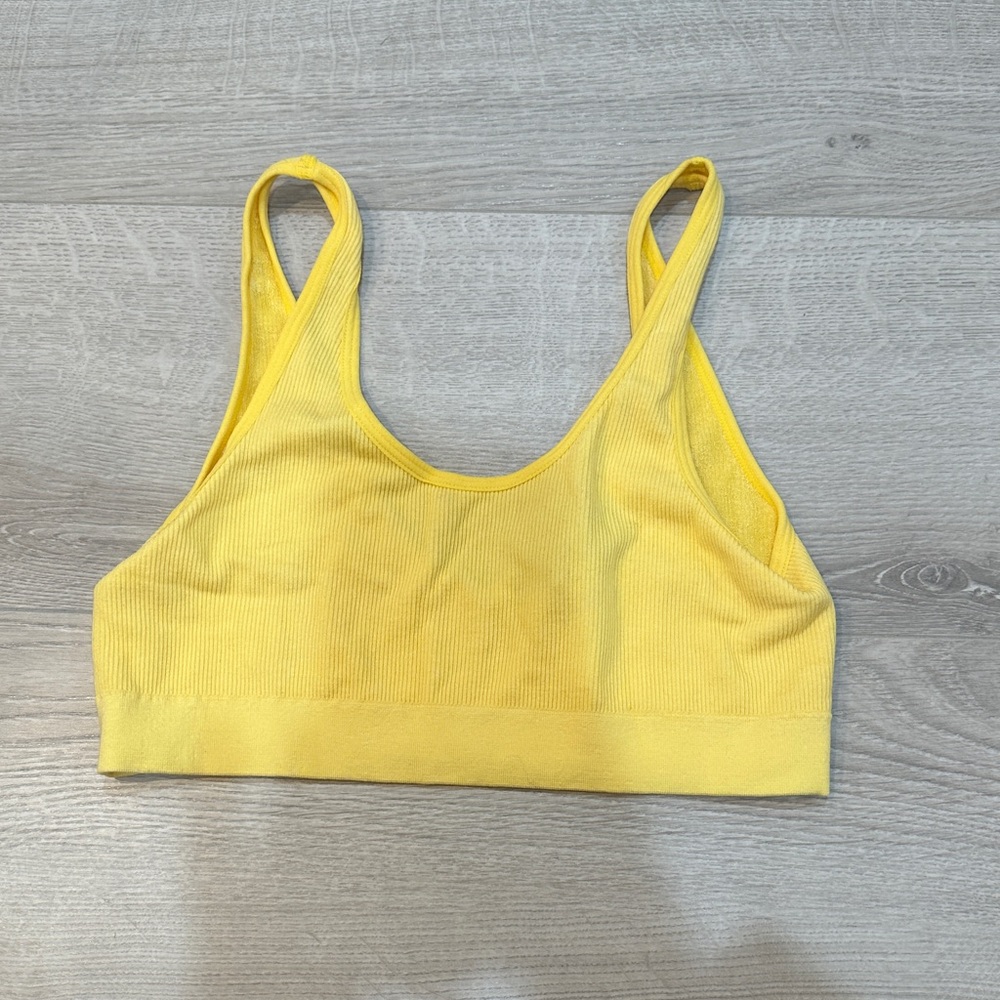 Yellow Ribbed Women's Crop Top